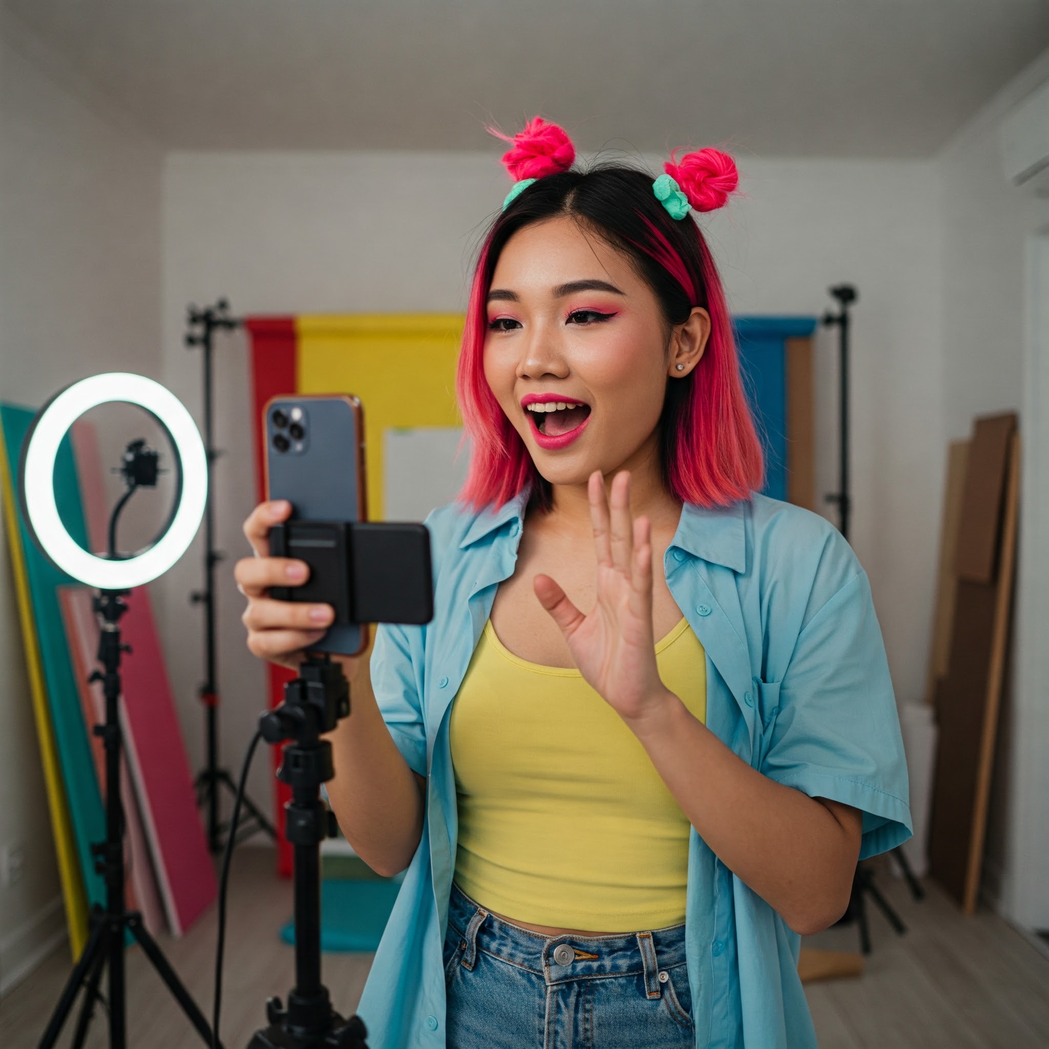 photo of Cheerful Engagement in a Bright Video Recording